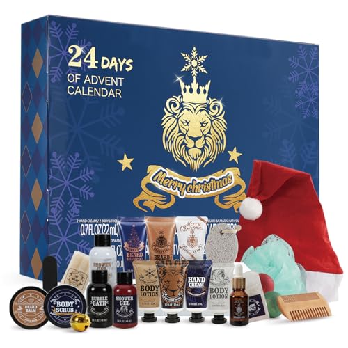 Advent Calendar 2025 for Adults, BODY & EARTH 24-Day Mens Advent Skincare Calendar 24PCS Beard Care Grooming Set, 2025 Beauty Countdown Calendar Christams Holiday Suprise Gift for Dads Boyfriend