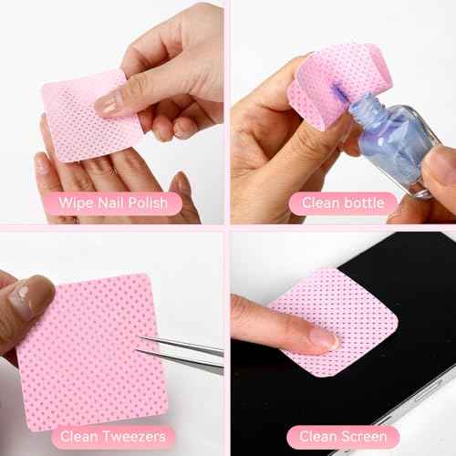 720Pcs Lint Free Nail Wipes, Nail Supplies Nail Polish Wipe, Pads Gel Nails No Lint Naile Glue Wipes Super Absorbent Soft Non-Woven for Fingernail Polish Remover Eyelash Extensions Nail Art