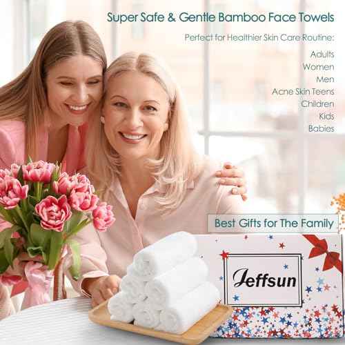 JEFFSUN Face Towels 6 Pack, 13x13 inch Extra Large White Wash Cloths on Sensitive Skin, Super Soft and Skin Friendly Bath Washcloths for Face and Body, Easy to Clean Quick Dry Facial Cleansing Cloths