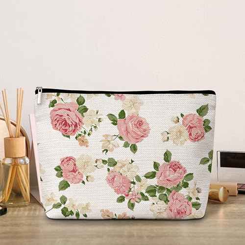 GREOXG Floral Makeup Bag, Small Travel Cosmetic Bag with Zipper, Cute Makeup Pouch Gift Ideas for Women Teen Girls Friends Mom Sisters Teacher Birthday Christmas Wedding Graduation-E20