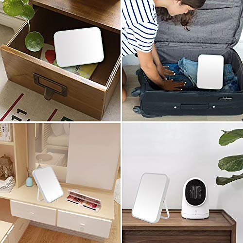 YEAKE Table Desk Vanity Makeup Mirror,8-Inch Portable Folding Mirror with Metal Stand 90¡ÆAdjustable Rotation Tavel Make Up Mirror Hanging Bathroom for Shower Shaving(Gray)