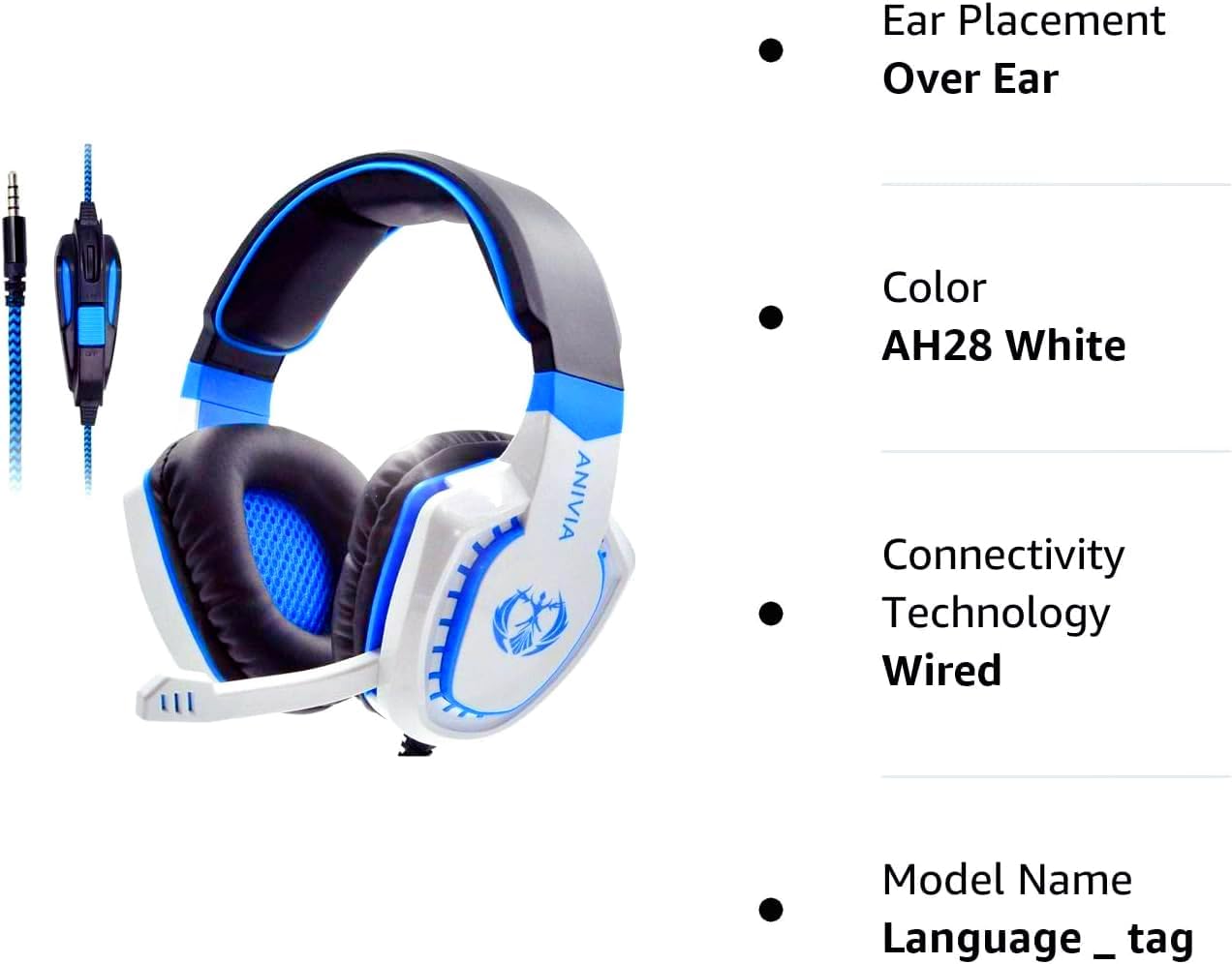 Anivia AH28 Over Ear Headphones Wired Stereo Computer Headsets Gaming Headset with Mic, Bass with Volume Control, Noise Isolating for Multi-Platforms