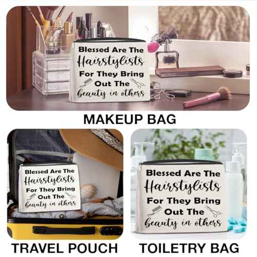 Hair Stylist Gifts for Women Cosmetic Bag - Hairstylist Gift Hairdresser Gifts Small Makeup Bag - Blessed Are the Hairstylists for They Bring Out the Beauty in Others Zipper Makeup Pouch (1Pcs)