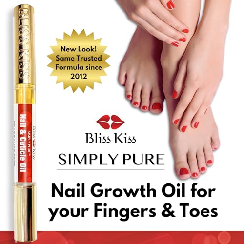 Bliss Kiss | Fragrance Free 4 Nail Oil Cuticle Pens w/Vitamin E & Jojoba?Nail Strengthener Nail Growth and Strengthening Serum for Brittle, Peeling, Breaking, Thin nails