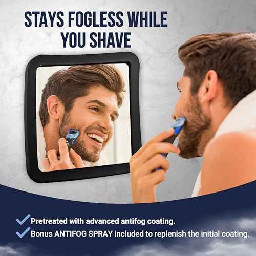 MIRRORVANA Fogless Shower Mirror for Shaving with Upgraded Suction, Anti Fog Shatterproof Surface and 360¡Æ Swivel, 1X Magnifying, 6.3 x 6.3 Inch (Black)