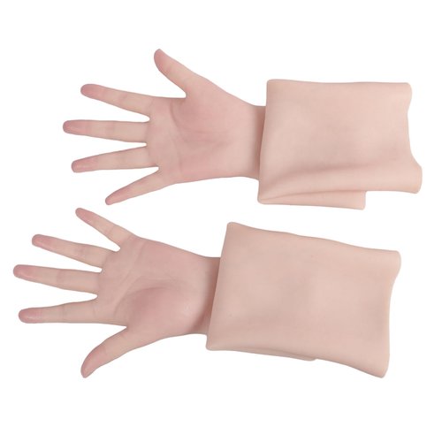 EQAIWUJIE Realistic Silicone Gloves for Crossdressers or prosthetics Soft Silicone Gloves Fake Female Hand (Left Arm, Tan)