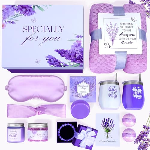 Get Well Soon Gifts Baskets for Women Self Care Gifts, 12pcs Happy Birthday Gift Basket for Women Unique Gifts Set Ideas Relaxing Birthday Box w/Blanket for Her Mom Best Friends Female Sister