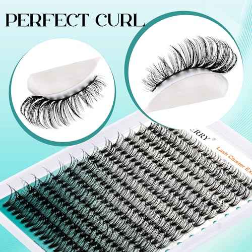 GEMERRY Eyelash Extension Kit Thick Curl Fluffy Clusters Kit With Lash Bond and Seal, Tweezers, DIY Lash Extension (80P-10-18mm)