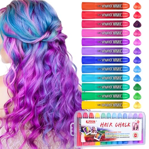 Washable Hair Chalk for Girls,12 Pcs Chalk Pens,Temporary Hair Color Dye, Kids Make Up Sets for Girls Kids Age 5 6 7 8 9 10 11 12 13 Years Old,Halloween Birthday Christmas Cosplay Hair DIY Party