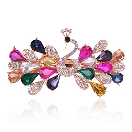 Peacock Rhinestone Hairpin Luxury Crystal Hair Barrette Clip(Colorful)
