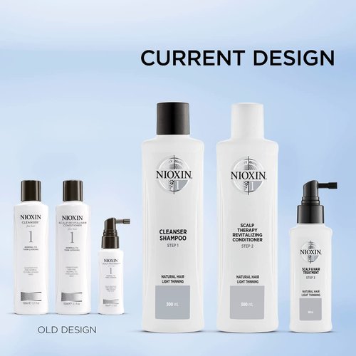 Nioxin System 1 Kit 1 for Natural Hair with Normal to Light Thinning Hair, 3 Piece Set