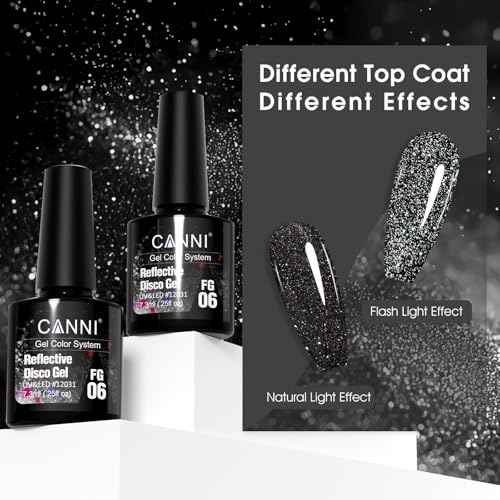 CANNI Black Glitter Gel Polish ? Reflective, Sparkly & Shimmery UV/LED Soak-Off Gel Nail Polish, DIY Manicure, Salon-Quality, Disco Shine for Women & Girls