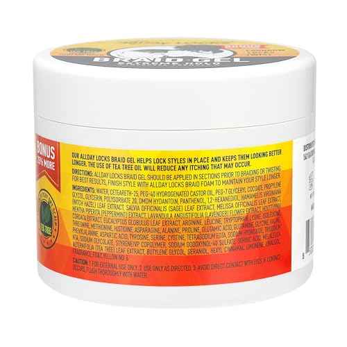 AllDay Locks Braid Gel (5 oz) | Extreme Hold, High Shine | Frizz & Flake-Free Edge Control | Tea Tree, Lavender, Peppermint Oil | Slick & Style Braids, Locks, Twists, Cornrows | 5 oz