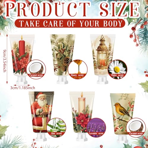 72 Pcs Christmas Lotion Bulk Gift Set, Travel Size Christmas Mini Body Lotion Bulk, Retro Moisturizing Body Cream for Women Homeless Birthday Xmas Gift Stocking Stuffer