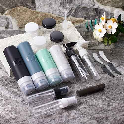 23 Pack Travel Bottles for Toiletries, TSA Approved Travel Shampoo Bottles, Silicone Travel Containers for Toiletries, Leak Proof Refillable Travel Essentials for Liquids Shampoo and Conditioner