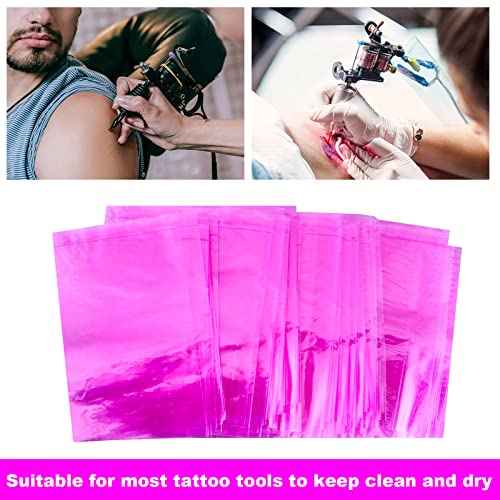300PCS Purple Tattoo Machine Bags, Disposable, Waterproof, 4x5.1 Inches, Tattoo Supplies, Tattoo Kits