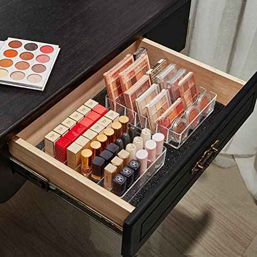 Makeup Organizer for Eyeshadow Palette and Lipstick Organizer, 7 Section Divided Makeup Palette Organizer for Vanity Drawer Countertop Modern Cosmetics Storage(7.48" x 6.22" x 1.77")