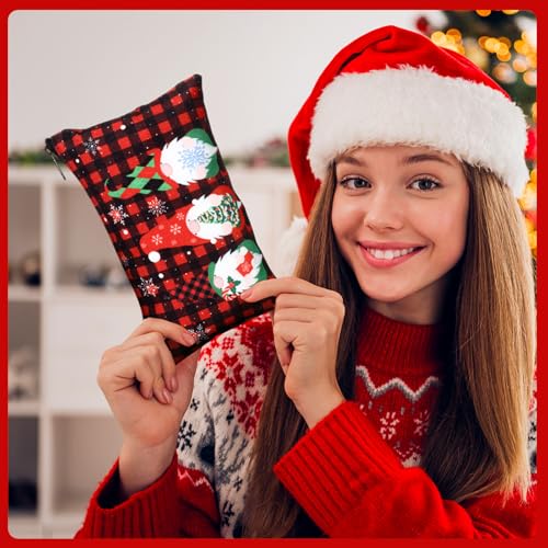 Reginary 60 Pcs Christmas Makeup Bags Bulk Xmas Cosmetic Bags 7 x 4.3 Inches Snowman Snowflake Santa Zipper Pouch Christmas Purses Gifts for Women