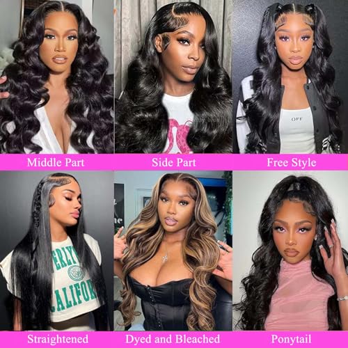200 Density Body Wave Lace Front Wigs Human Hair Pre Plucked Pre Bleached Knots 13x4 HD Lace Frontal Wigs Human Hair Real Human Hair Wig 24 Inch