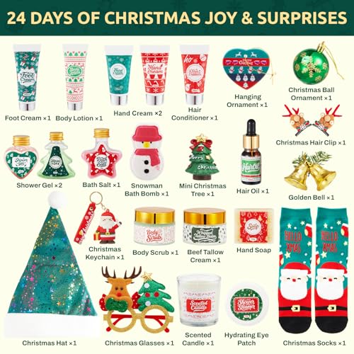 Advent Calendar 2025 ? Skincare Gift Set for Women, 24 Day Christmas Gifts, Holiday Beauty Gift Box, Spa Gift Basket for Mom & Teen Girls
