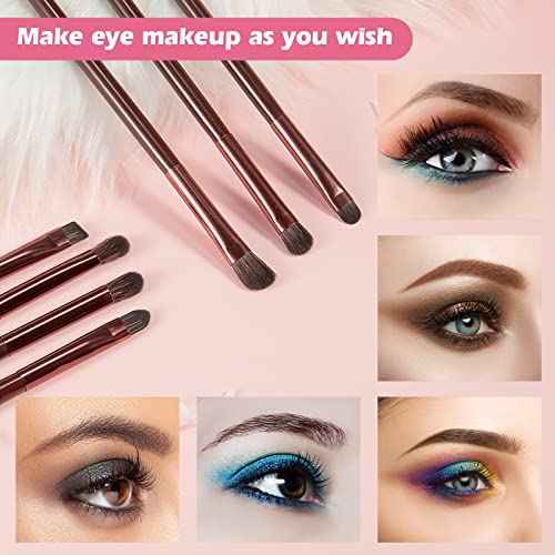Eye Makeup Brushes Set, Premium 7Pcs Eyeshadow Brush, Professional Eye Brush for shadow lip Angled Eyeliner Eyebrows, Soft Hairs and Wood Handle.