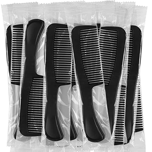 60 Pack Widen Combs, Black, Plastic, Individually Wrapped for Hotel, Airbnb, Shelter/Homeless/Nursing Home/Charity, 60 Count