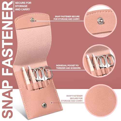 FANDAMEI Eyebrow Kit with Leather Case - Eyebrow Scissors, Tweezers, Razor, Brush for Women & Men - Facial Hair & Ingrown Hair Removal