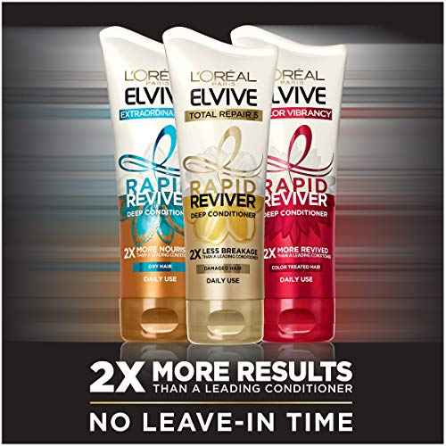 L¡¯Or?al Paris Elvive Color Vibrancy Rapid Reviver Deep Conditioner, Repairs Damaged Color-Treated Hair, No Leave-In Time, with Damage Repairing Serum and Antioxidants, 6 oz.