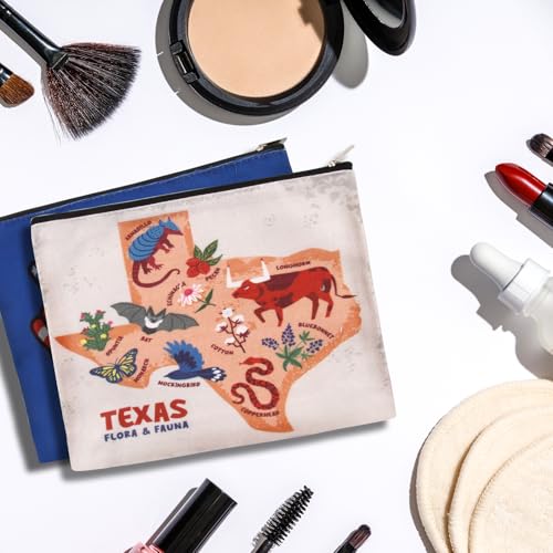 6 Pcs Texas Souvenir Gifts Cosmetic Bag Texas Makeup Bag Texas Themed Zipper Pouch Texas Gifts for Women Traveler Souvenirs