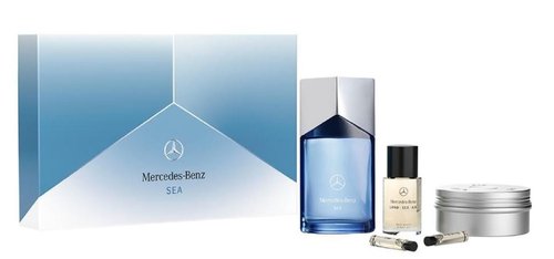 Mercedes Benz Sea LSA Giftset - Men's Cologne Gift Set - 3 Colognes for Men, Hair Oil, Solid Shower Gel Body Wash - Grooming Essentials - 5 Pc
