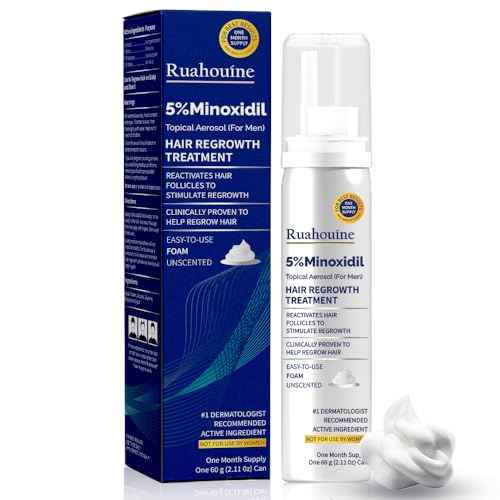 5% Minoxidil Foam for Hair Regrowth, Topical Hair Loss Treatment for Men to Regrow Fuller, Thicker Hair, Rosemary Minoxidil Topical Aerosol, 60ml / 2.11oz