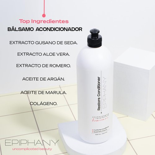 Epiphany Restore Conditioner – Natural Hair Strengthening & Hydrating Formula with Rosemary, Argan, Aloe & Açaí – Fights Breakage, Frizz & Dandruff – Color-Safe, Sulfate-Free