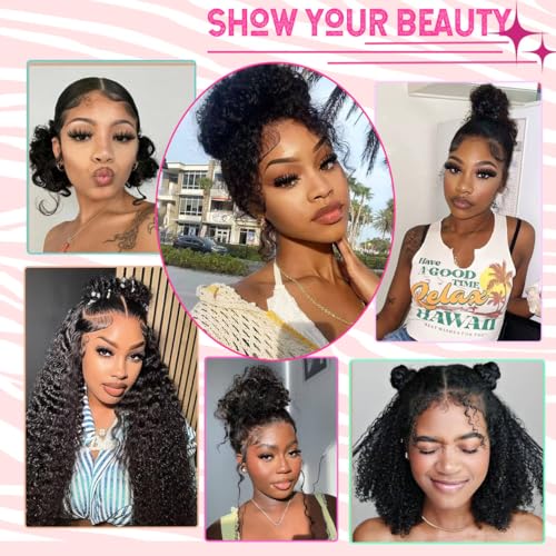 Hidden Strap 360 Deep Wave Lace Front Wigs Human Hair Curly Bob Wig With Drawstring 360 Full Lace Frontal Wigs Human Hair Bob Wigs For Black Women 360 Lace Front Wigs Pre Plucked(12inch)