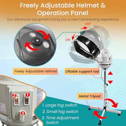 PayLessHere Hooded Hair Steamer Dryer with Adjustable Rolling Stand, Professional Bonnet Hair Care Equipment for Styling, Conditioning, and Color Treatment, for Salon or Home Use (620 watts)