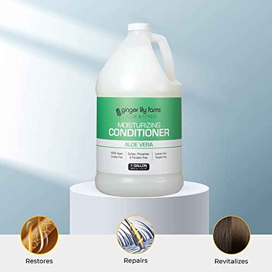 Ginger Lily Farms Club & Fitness Moisturizing Conditioner for Dry Hair, 100% Vegan & Cruelty-Free, Aloe Vera Scent, 1 Gallon Refill (Pack of 4)