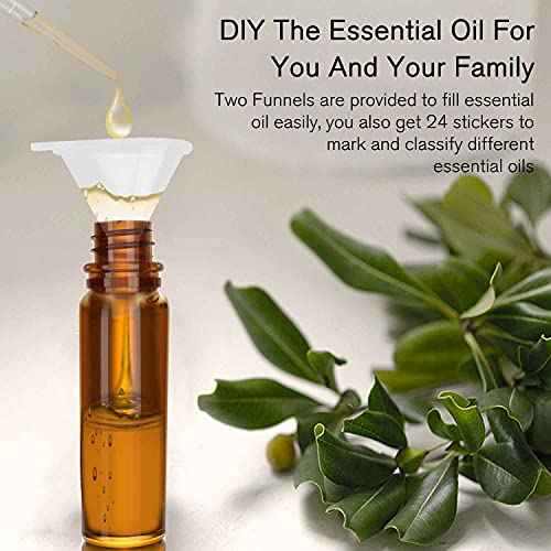 PrettyCare 4 Pack, 10 ml Essential Oil Roller Bottles with Stainless Steel Roller Ball - Refillable Leak-proof Empty Thick Amber Glass Roll on Bottles with Metal Caps for Travel, Perfume