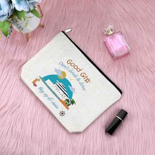 Cruise Gifts for Women Makeup Bag Cruise Trip Gifts for Friends Besties Cosmetic Bag Summer Vacation Presents Graduation Birthday Christmas for Mom Aunt Sister Zipper Travel Pouch Toiletry Pouch