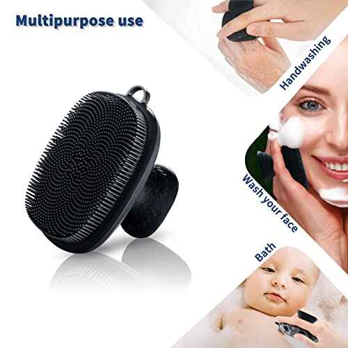 VWMYQ Face Scrubber, Silicone Face Scrubber for Men Facial Cleansing Brush Silicone Face Wash Brush Manual Waterproof Cleansing Skin Care Face Brushes for Exfoliating- Black
