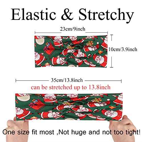 6 Pack Christmas Knotted Headbands for Women Gils Snowman Yoga Twist Workout Hair Accessories Gifts