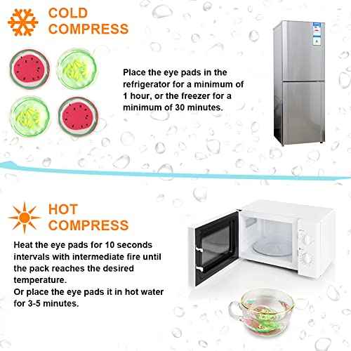 Hot and Cold Eye Pads, reusable eye patches - Soothing, Revitalizing, Puffiness, Refresh, Relieves Stress, Relax, Relieves Puffiness and Tension(2 watermelons + 2 cucumbers)