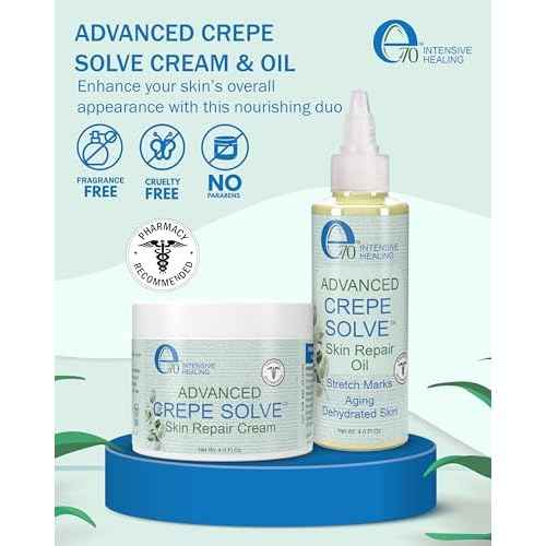 Crepe Skin Erase Cream & Firming Oil Set (2 Pk, 4 Fl Oz each) - with Natural Oils, Licorice Root & Chamomile Extract - Crepey Skin Tightening and Firming Body Cream & Oil, Made in USA