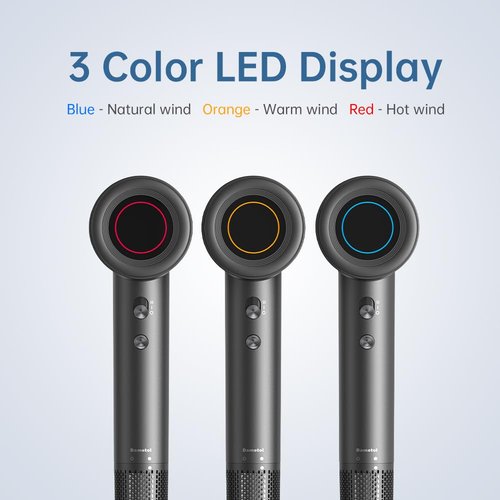 Dametol Professional Travel Hair Dryer - 110000RPM Brushless Motor, Quiet 49dB,Lightweight 0.83lbs, Negative Ion, UL Certified Fast Drying Blow Dryer with Magnetic Nozzle (B11)