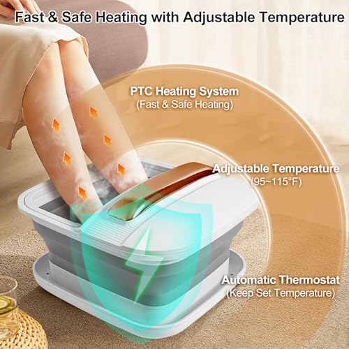 Collapsible Foot Spa with Heat and Massaging,Remote Control,Water Jet,Rollers Massage,Temperature Control, Red Light,Pedicure Kit Foot Spa Foot Bath