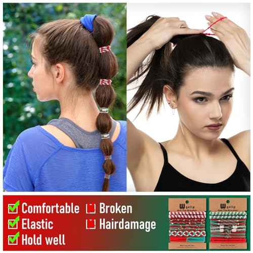 20 Pcs Christmas Hair Accessories: 10 Styles Cute Boho Hair Tie Bracelets for Thin and Thick Hair/Pony Tails, No Damage Elastics