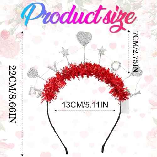 BARTOSI Valentine's Day Headbands Light Up Headband Love Heart Hair Band Hair Accessories for Women