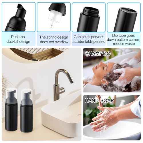 Zhehao 80 Pcs Lash Shampoo Bottle Brushes Kit 20 Foam Pump Dispensers 20 Lash Shampoo Brushes 20 Eyelash Aftercare Bag 20 Cleaning Pipes, Eyelash Extension Supplies(Black)