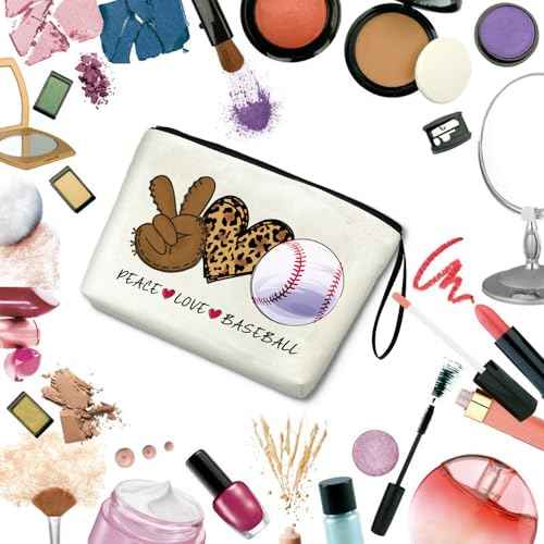 Baseball Gifts for Women Girl Zipper Bag Funny Gifts for Baseball Lover Baseball Stuff Sport Season Gifts at the Games Day Present Makeup Bag Birthday Christmas Gifts for Her Sister Friends BFF