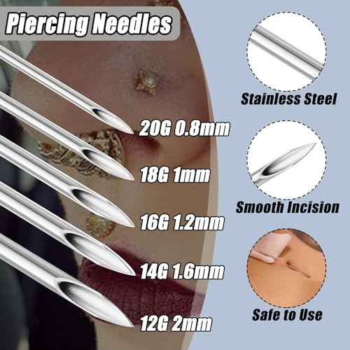 100pcs Piercing Needles Mixed 12G 14G 16G 18G 20G Hollow Needles for All Piercings