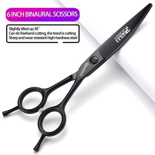6 Inch Black Hairdressing Scissors Salon Hairdressing Tool Stainless Steel Hair Cutting Hair Thinning Hairdressing Scissors (6 inch 4PC)