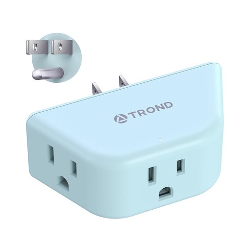 TROND Outlet Extender, 3 Way Angled Plug Splitter, 3-Prong Grounded Wall Outlet Adapter, Cruise Essentials, Compact and Practical Plug Expander for Home Decoration Travel Essentials, Mint Green